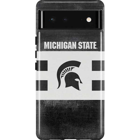 Michigan State University Black and White Stripes Pixel Cases